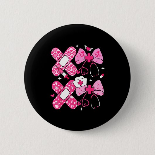 Xoxo Nurse Valentines Day Stethoscope Valentine Nu Button (Vorderseite)