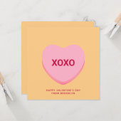 XOXO-Orange-Konversation Herzstück Valentinstag Karte (Vorderseite/Rückseite Beispiel)