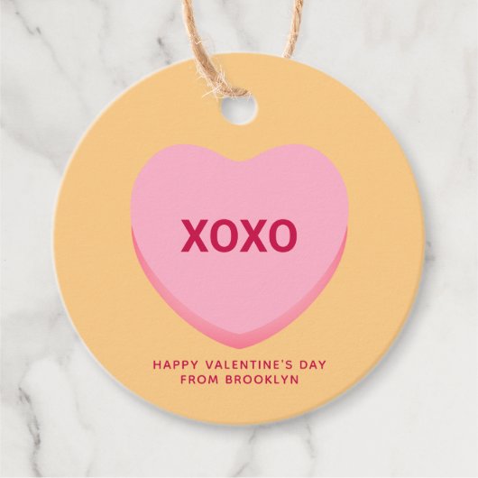 XOXO orange rosa Konversation Herz Valentine Geschenkanhänger (Vorderseite)