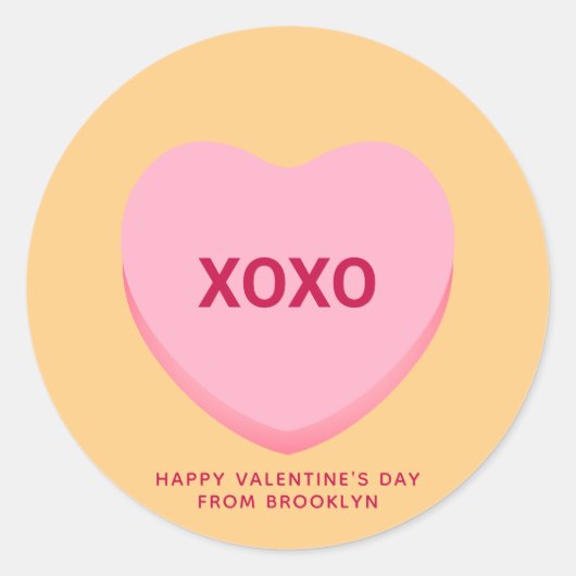 XOXO orange rosa Konversation Herz Valentine Runder Aufkleber (Vorderseite)