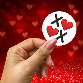 XOXO Phrase Buchstaben mit roten Herzen Runder Aufkleber