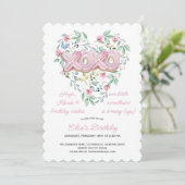 XOXO Pink Cookie Little Sweetheart Floral Geburtst Einladung (Stehend Vorderseite)
