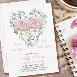 XOXO Pink Cookies Delicate Floral Baby Shower Einladung