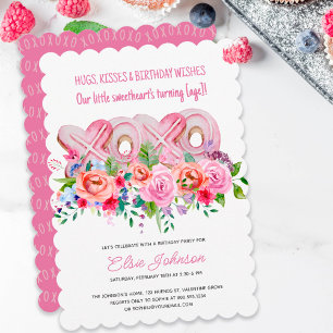 XOXO Pink Cookies Lebende Blumengeburt Einladung