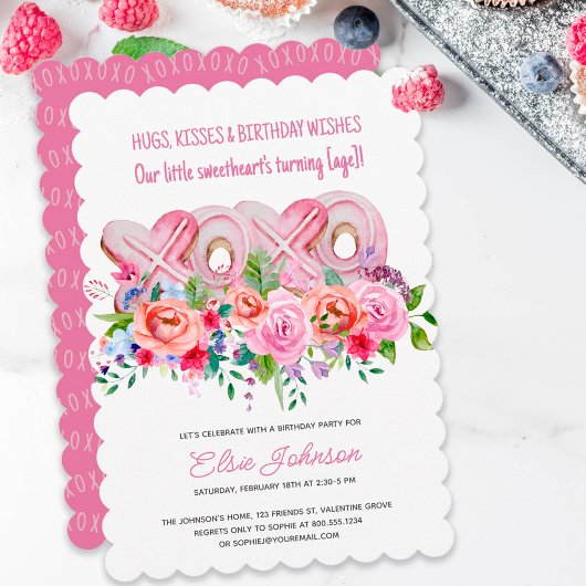 XOXO Pink Cookies Lebende Blumengeburt Einladung