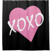 XOXO Pink Heart Black Hugs Kisses Duschvorhang (Vorderseite)