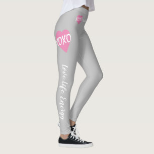 XOXO Pink Heart White XOXO Hugs Kisses Gray Leggings
