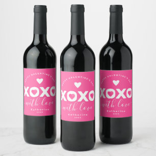 XOXO Pink Weißer Happy Galentine Day Individuelle Weinetikett