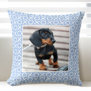 XOXO Pinselstrich Individuelles Hunde-Foto Blau Mo Kissen