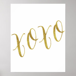 XOXO Quote Imitats Gold Glitzer Hintergrundvorlage Poster