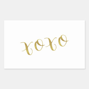 XOXO Quote Imitats Gold Glitzer Hintergrundvorlage Rechteckiger Aufkleber