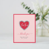 XOXO Red Hearts Brautparty Flat Danke Karte (Stehend Vorderseite)