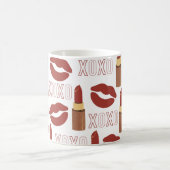 XOXO, Red Lipstick und Kisses im weißen Hintergrun Kaffeetasse (Mittel)