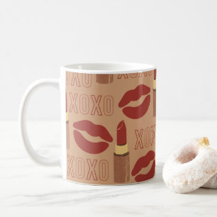 XOXO, Red Lipsticks und Kisses Pattern Kaffeetasse