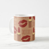 XOXO, Red Lipsticks und Kisses Pattern Kaffeetasse (Vorderseite Links)