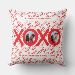 XOXO Red Valentine's Day Photo Throw Pillow Kissen