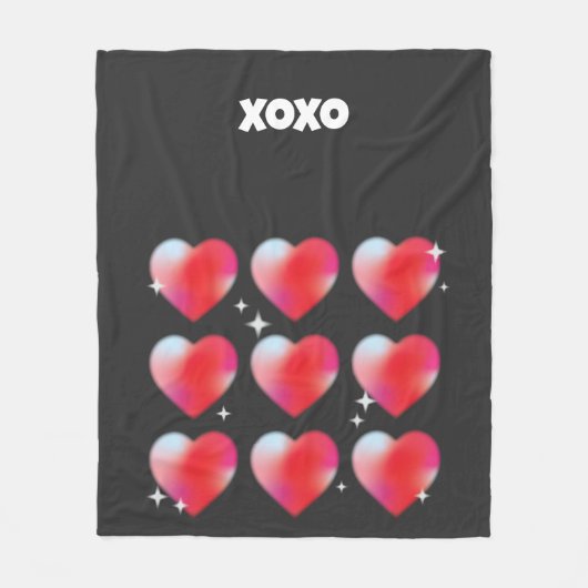 Xoxo romantischen roten Herzen Valentinstag Fleecedecke (Vorderseite)