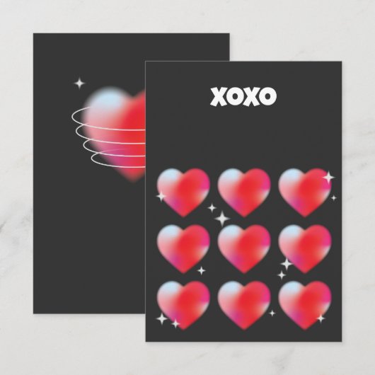Xoxo romantischen roten Herzen Valentinstag RSVP Karte (Vorne/Hinten)