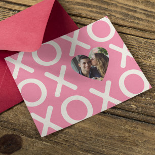 XOXO Rosa Foto Herz Liebe Feiertagskarte