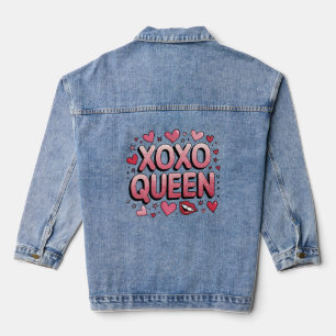 XOXO Rosa Glitzer-Herzen & Lippen Königin Jeansjacke
