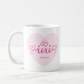 XOXO Rosa Herzen Individuelle Name Valentinstag Ge Kaffeetasse (Links)