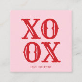 XOXO rosa niedliche Typografie personalisiert Begleitkarte (Vorderseite)