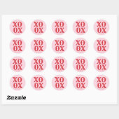 XOXO rosa niedliche Typografie personalisiert Runder Aufkleber (Blatt)