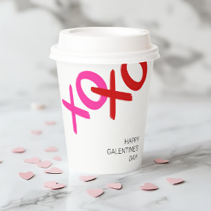 XOXO Rosa Rote Hugs Kisses Glücklicher Galentinsta Pappbecher
