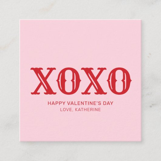 XOXO rosa Typografie niedlicher Valentinstag Begleitkarte (Vorderseite)