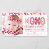 XOXO Rosa Valentine Foto Girl Birth Ankündigung (Vorne/Hinten)