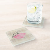 XOXO Rosa Wasserfarben Lippen Glasuntersetzer (Schrägansicht)