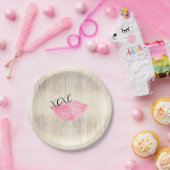 XOXO Rosa Wasserfarben Lippen Pappteller (Party)