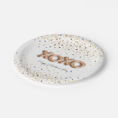 XOXO Rose Gold Balloons | Valentinstag Pappteller (Schrägansicht)