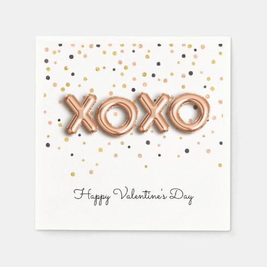 XOXO Rose Gold Balloons | Valentinstag Serviette (Vorderseite)