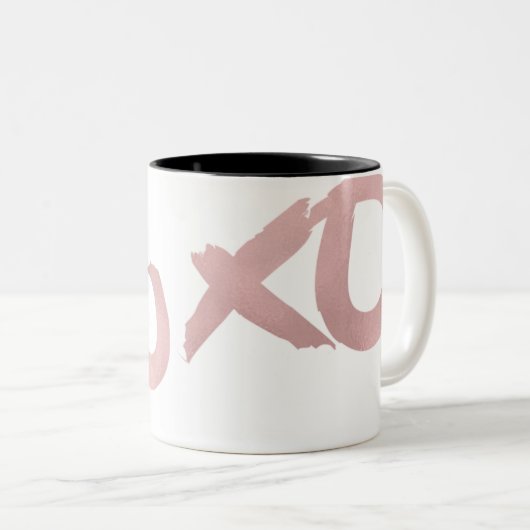 XOXO Rose Gold Moderne Imitate Pinacoteca Zweifarbige Tasse (VorderseiteRechts)