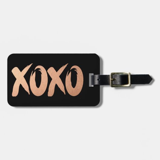 XOXO Rose Gold | Moderner Kupfer-Pinselstrich Gepäckanhänger (Vorderseite horizontal)