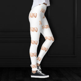 XOXO Rose Gold | Moderner Kupfer-Pinselstrich Leggings