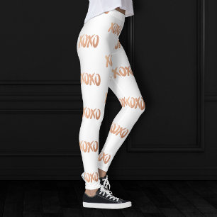 XOXO Rose Gold   Moderner Kupfer-Pinselstrich Leggings