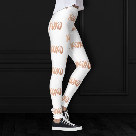 XOXO Rose Gold | Moderner Kupfer-Pinselstrich Leggings