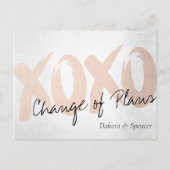 XOXO Rose Gold | Pinselstrich Hochzeit verschoben Postkarte (Vorderseite)