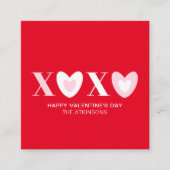 XOXO Rot-Rosa-Herzen Typografie moderne niedliche Begleitkarte (Vorderseite)