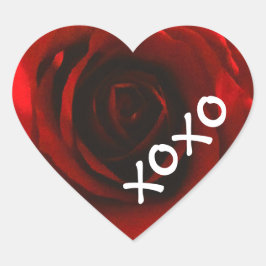 XOXO-Rote Rose Herz-Aufkleber