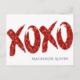 XOXO Roter Glitzer | Glam Brush Hug and Kisses Bla Postkarte