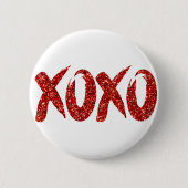 XOXO Roter Glitzer | Glam Brushstroke Hug and Kiss Button (Vorderseite)
