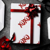 XOXO Roter Glitzer | Glam Brushstroke Hug and Kiss Geschenkpapier