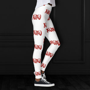 XOXO Roter Glitzer   Glam Brushstroke Hug and Kiss Leggings