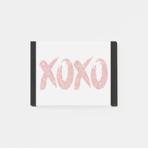 XOXO Roter Glitzer Glam Brushstroke Hug and Kiss Post-it Klebezettel