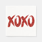 XOXO Roter Glitzer | Glam Brushstroke Hug and Kiss Serviette (Vorderseite)