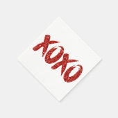XOXO Roter Glitzer | Glam Brushstroke Hug and Kiss Serviette (Ecke)