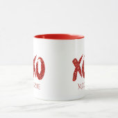 XOXO Roter Glitzer | Glam Brushstroke Hug and Kiss Tasse (Zentrum)
